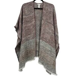 J. Jill Neutral Mauve Poncho Cozy Layering Wrap One Size